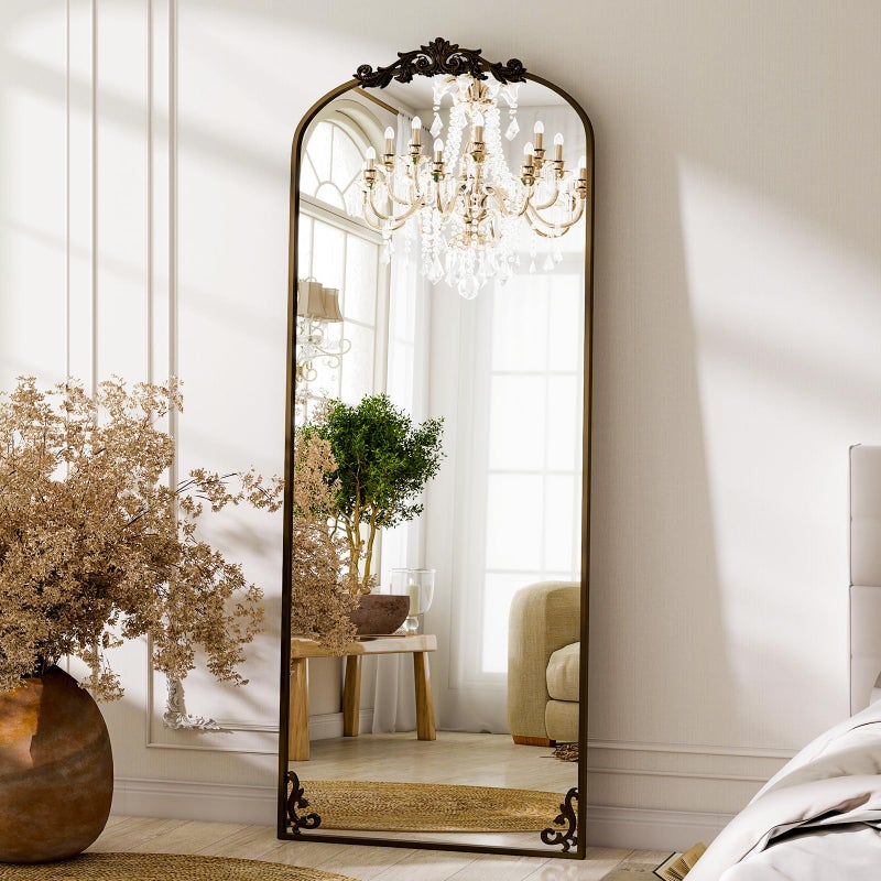 GLSLAND 56"x21" Vintage Full Length Mirror - Carved Arched Floor Mirror Baroque Full Body Mirrors for Bedroom Living Room Entryway,BRE - Image 2