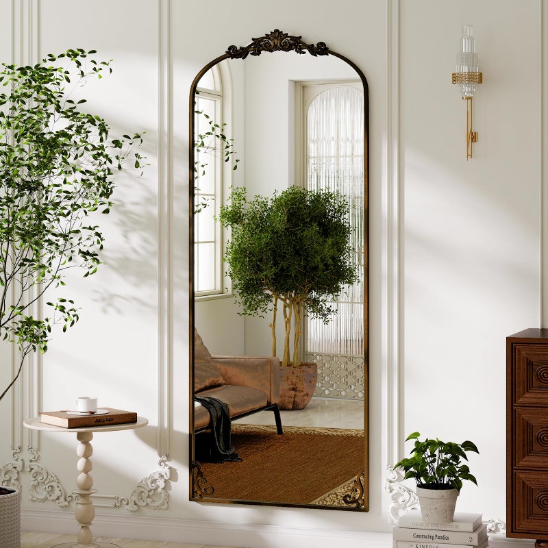 GLSLAND 56"x21" Vintage Full Length Mirror - Carved Arched Floor Mirror Baroque Full Body Mirrors for Bedroom Living Room Entryway,BRE - Image 5