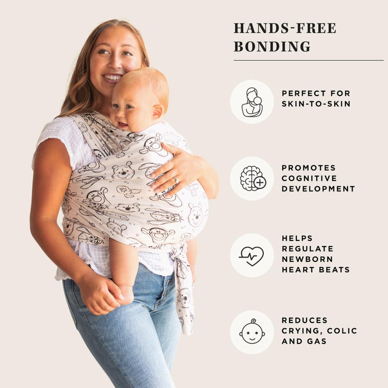 Moby Baby Wrap Carrier Featherknit for Newborns to Toddlers (8-33lbs), Infant Sling Carrier, Lightweight & Hands Free Design, Adjustable for All Body Types (Disney's Winnie The Pooh & Pals) - Image 3