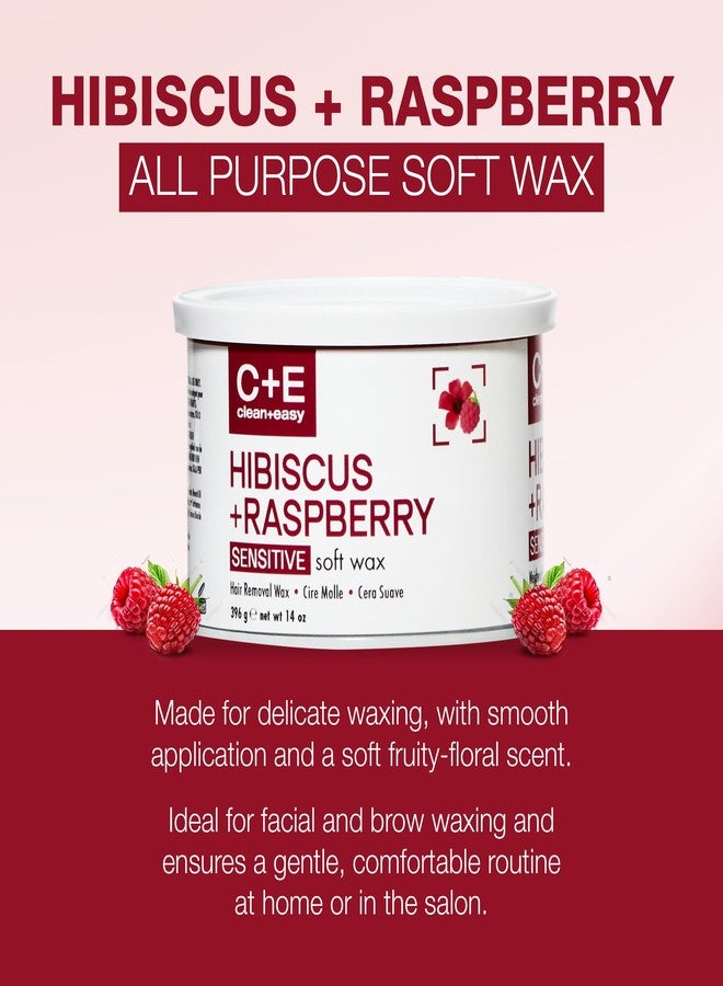 Clean + Easy Hibiscus + Raspberry Soft Wax – Hair Removal for Sensitive Skin, Face & Brows, Fruity-Floral Aroma, 14 oz - Image 3