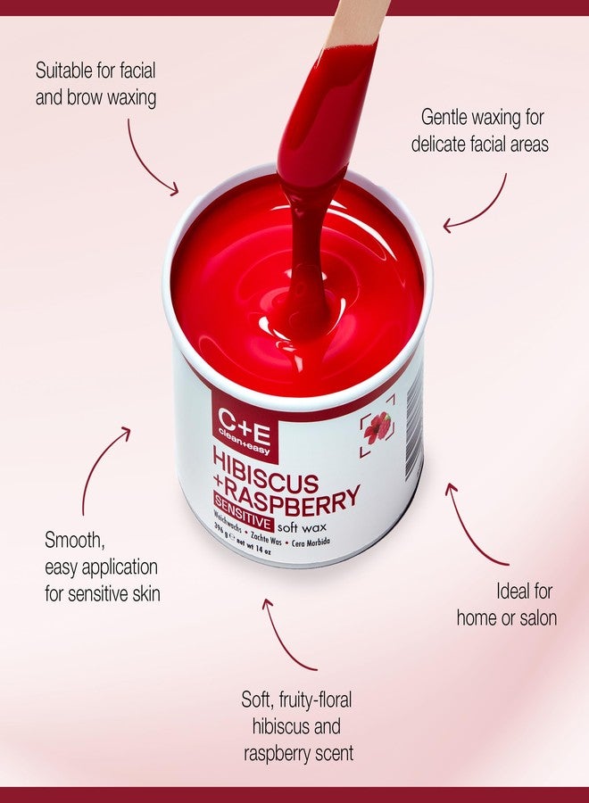 Clean + Easy Hibiscus + Raspberry Soft Wax – Hair Removal for Sensitive Skin, Face & Brows, Fruity-Floral Aroma, 14 oz - Image 4