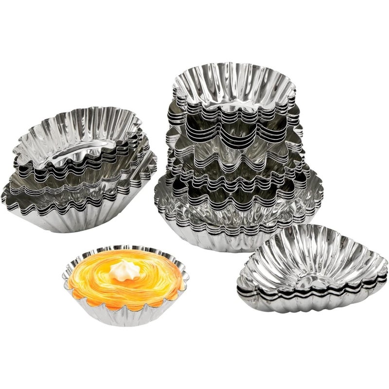 Reusable 36 Pcs Nonstick Stainless Steel Mini Cake Molds Set With 9 Shapes For Ensaymada Brioche Eggs - Image 2