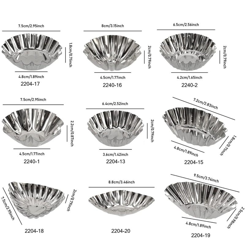 Reusable 36 Pcs Nonstick Stainless Steel Mini Cake Molds Set With 9 Shapes For Ensaymada Brioche Eggs - Image 3