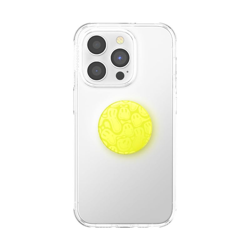 POPSOCKETS â€‹â€‹â€‹â€‹PopSockets Phone Grip with Expanding Kickstand, Adhesive Grip - Neon Jolt Yellow Smiley Melt - Image 3
