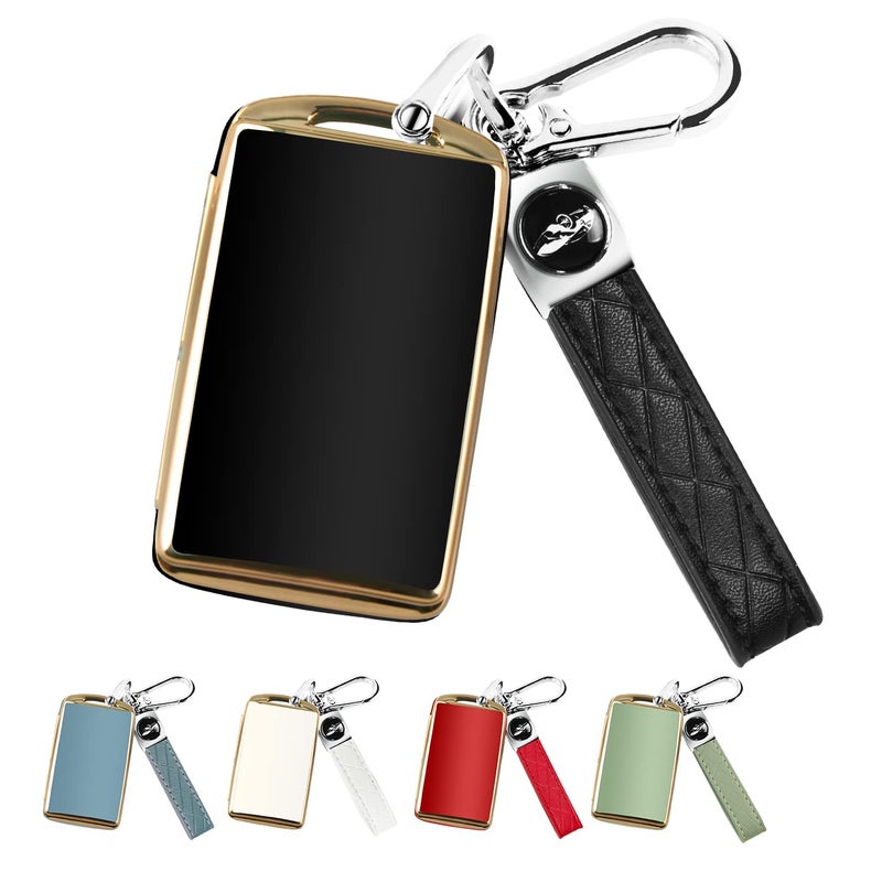 QBUC for Mazda Key Fob Cover Case with Leather Keychain for 20192023 Mazda 3 Mazda 6 Mazda 3 Hatchback 20202023 Mazda CX5 CX9 CX30 234 Buttons Black