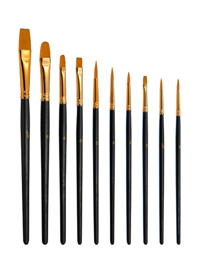 NIBEMINENT 10-Piece Multiple Mediums Brushes with Nylon Hair Black/Gold