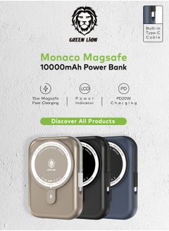 GREEN LION Monaco Magsafe 10000mah Power Bank / Integrated Type-C Cable - Black  - Image 3