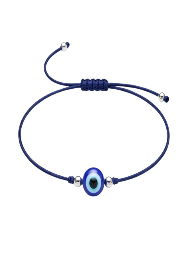 DARSHRAJ Sterling silver Blue Evil Eye Anklet | Adjustable Nazariya Payal | Handmade Thread Ankle Bracelet - Image 1