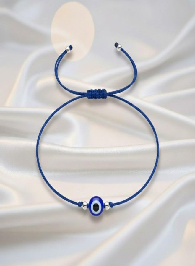 DARSHRAJ Sterling silver Blue Evil Eye Anklet | Adjustable Nazariya Payal | Handmade Thread Ankle Bracelet - Image 5