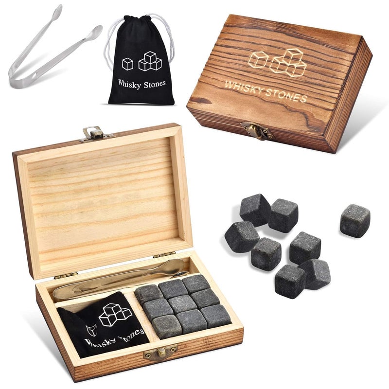 JOY JESTURE Set of 9 Whiskey Chilling Stones Chill Rocks for Whiskey and Other Beverages Cool Unique Birthday Gift Set for DadWhiskyWine Drinker MenWomen Birthday Present by Angde - Image 3