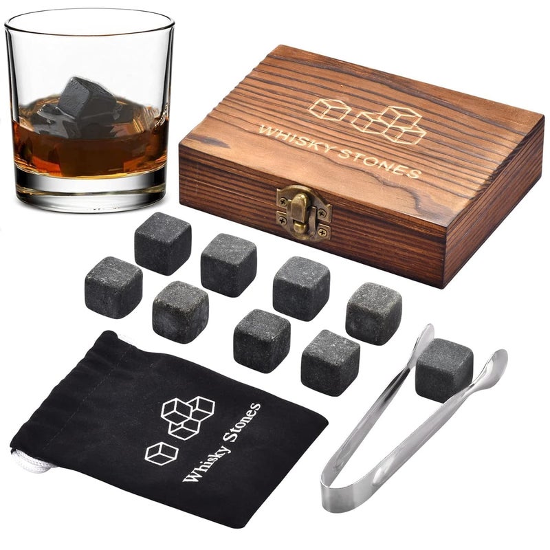 JOY JESTURE Set of 9 Whiskey Chilling Stones Chill Rocks for Whiskey and Other Beverages Cool Unique Birthday Gift Set for DadWhiskyWine Drinker MenWomen Birthday Present by Angde - Image 1