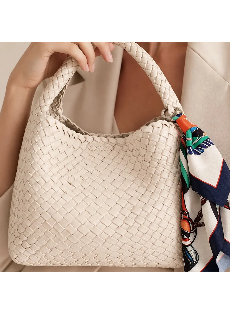 ديفيد جونز David Jones UAE حقيبة يد من جلد صناعي بتصميم منسوج مع وشاح زخرفي CM8274