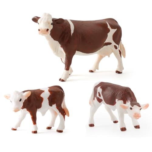 DOYIFUN Realistic Farm Cow Model Figure Toy Set Cow Figurines Collection Playset with Farm Keepers Farm Meadows Pasture Cow Statues Preschool Science Educational Learn Cognitive Toys - Image 1