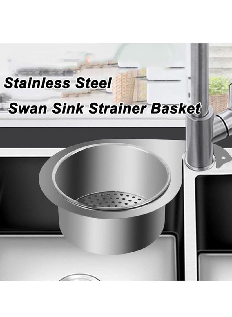 Stainless Steel Swan Sink Strainer Basket, 2024 New Stainless Steel Swan Drain Rack, Faucet Hanging Filter Basket, Kitchen Sink Drain Basket Swan for Kitchen Sink (2pcs) - Image 5