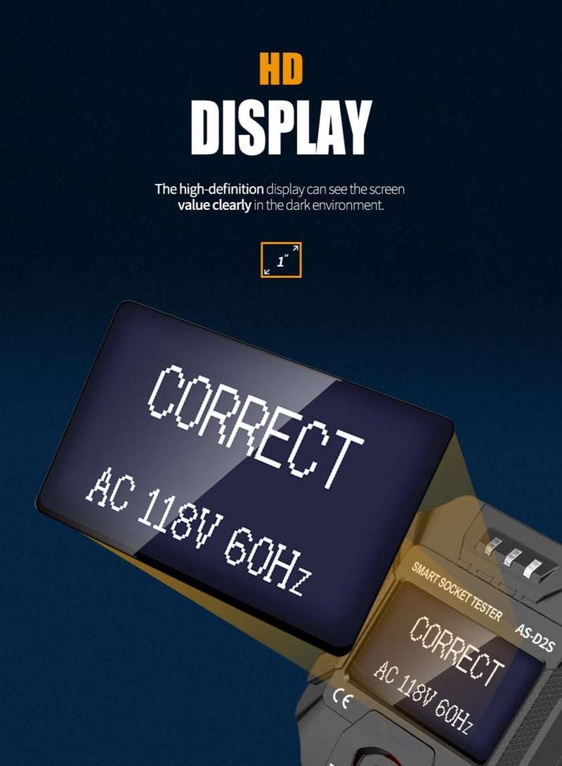 Zikra Outlet Tester with LCD Display,Electrical GFCI Trip Tester, Receptacle Detector for 3 Prong AC Voltage Sockets, Identifies Wiring Problems in Plain English - Image 5