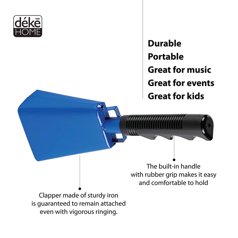 Deke Home 2 pack 7 in. steel cowbell/Noise makers with handles. Cheering Bell sporting, football games, events. Large solid school hand bells. Cowbells. Percussion Musical Instrument. Cow Bell Alarm - Image 2