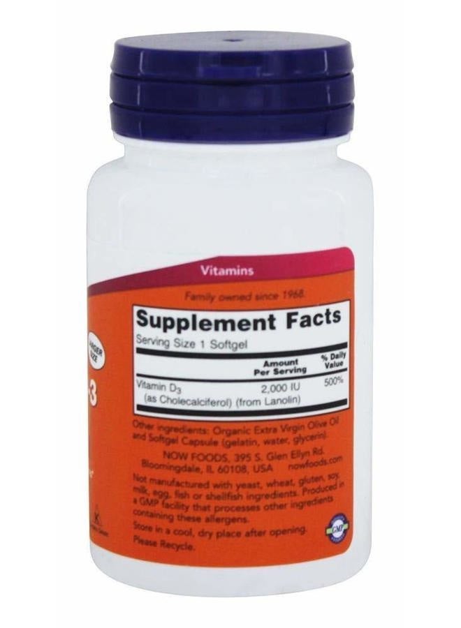 now Vitamin D-3 2000IU 240 Softgels (Pack of 2) - Image 2
