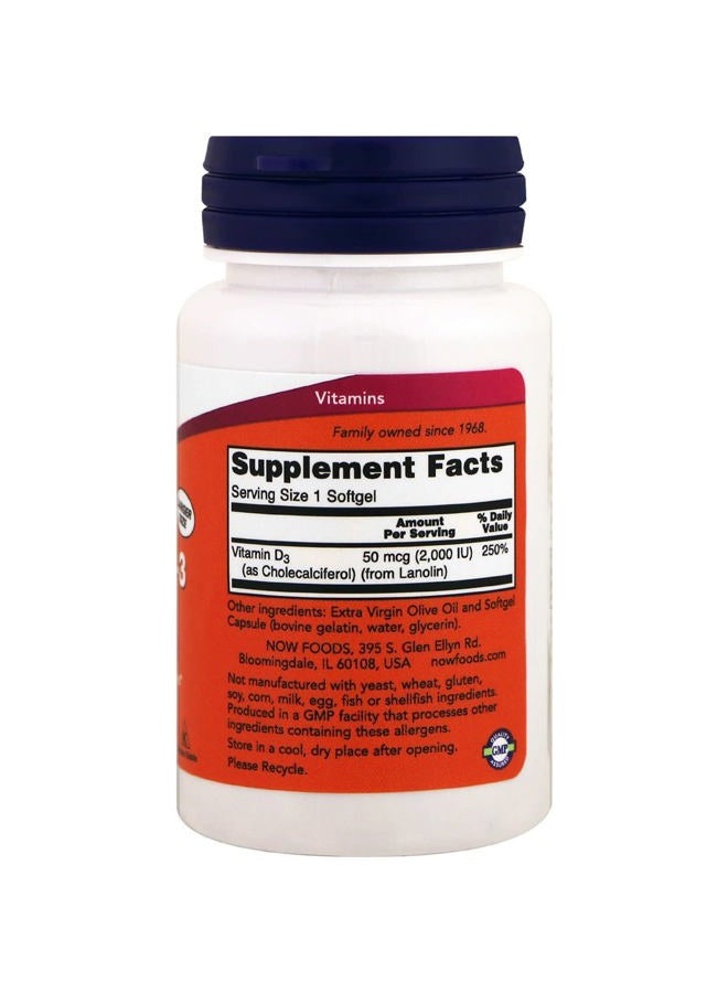 now Vitamin D-3 2000IU 240 Softgels (Pack of 2) - Image 3