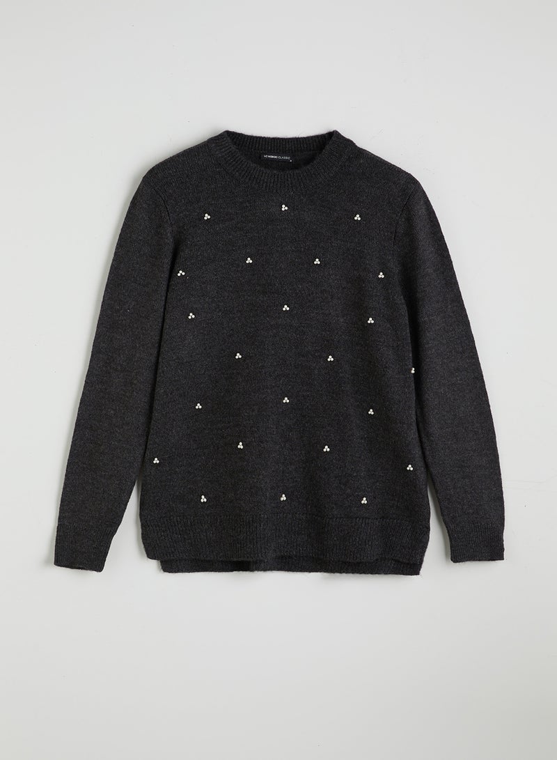 LC WAIKIKI Crew Neck Beaded Embellished Women's Knitwear Sweater - Image 5