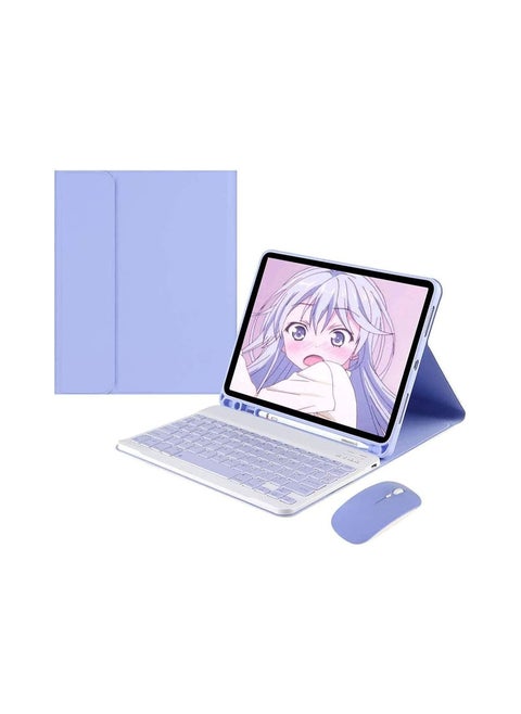 Arabic and English Keyboard Case for iPad Air 5th Gen 2022/iPad Air 4th Gen 2020 10.9 Inch/iPad Pro 11 inch(2022/2021/2020/2018)/iPad Air 6th Gen 11 inch  M2 2024/iPad Air 7th Gen 11 inch M3 2025, Detachable Wireless Keyboard Pencil Holder Slim Leather Smart Cover with Mouse