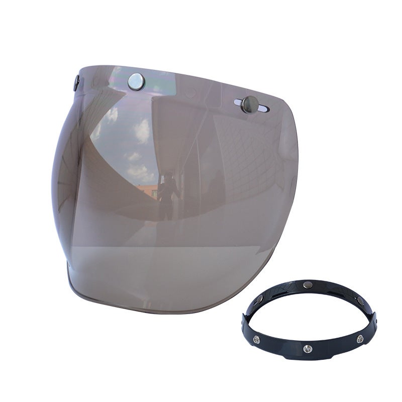 Generic New Bubble Visor Retro Harley Helmet Light tea