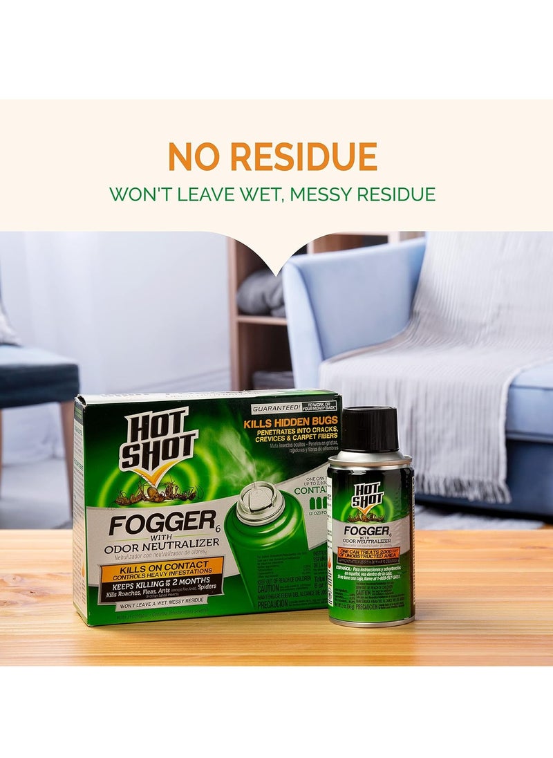 Hot Shot - Hot Shot Fogger With Odor Neutralizer, Kills Roaches, Ants, Spiders & Fleas, Controls Heavy Infestations, 3 Count, 2 Ounce Pack of 2 - Image 1