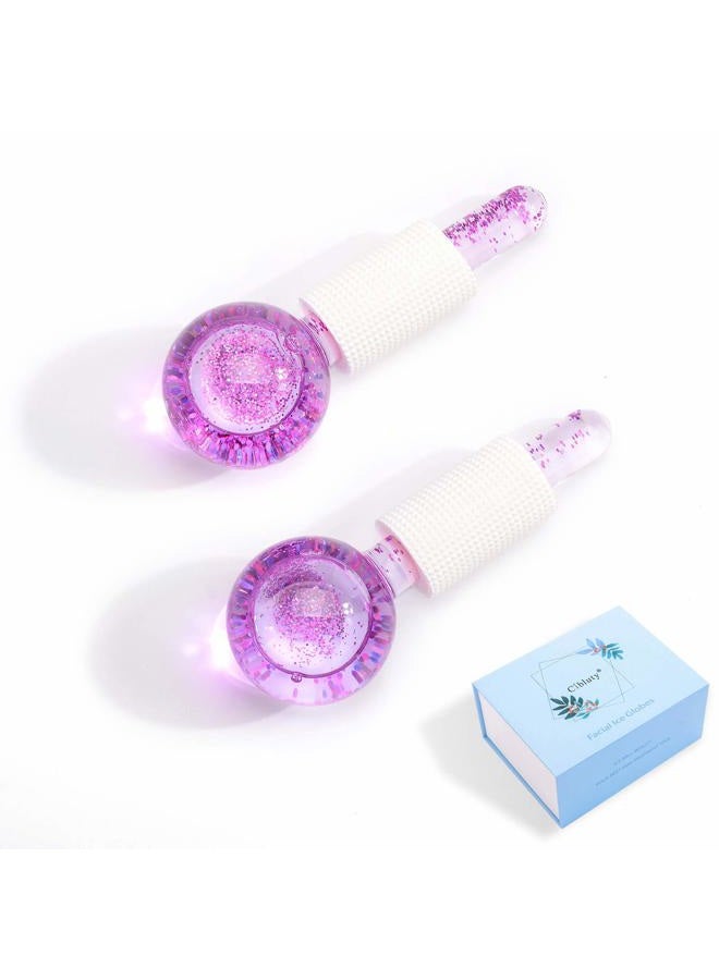 CIBLUTY ICE Beauty Balls for Facial, 2PCS Purple Facial Roller for Cold Facial Massage Face Roller Balls with Anti-Freeze Liquid to Reduce Puffiness, Pores, Wrinkles… - Image 1