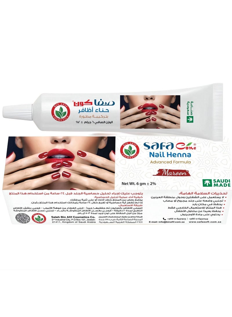 Safa NAIL HENNA – A GREAT ALTERNATIVE TO NAIL POLISH – WITH AN ADVANCED FORMULA – MAROON COLOR (6G) - Image 4