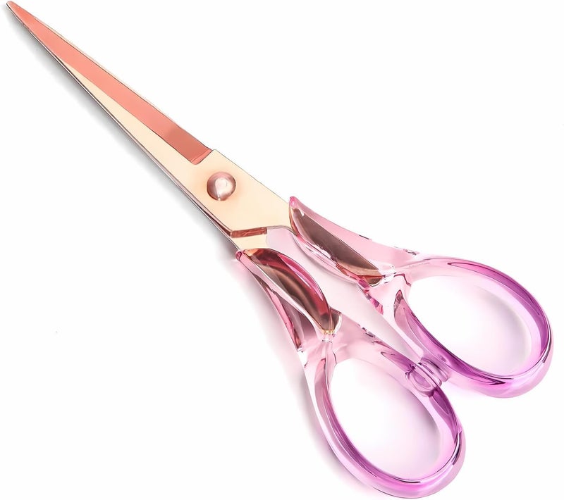 Creechwa 6.3â€œ Small All-purpose Scissors, Stainless Steel Blade with Purple Acrylic Handle, Craft-Shears for Kids & Adult, Perfect for School, Home, Office Desk, Tijeras - Image 1