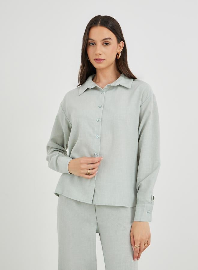 Take Two Solid Shirt and Wide Leg Pants Co-Ords - Image 2