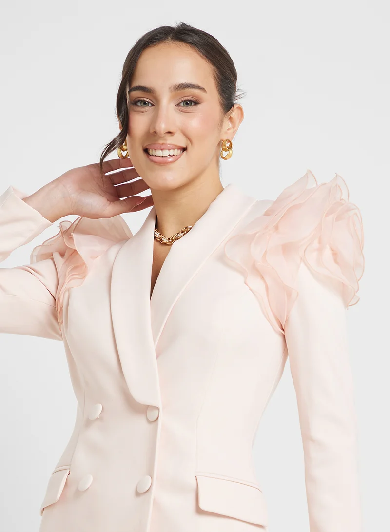 lavish alice Ruffled Shoulder Blazer Dress
