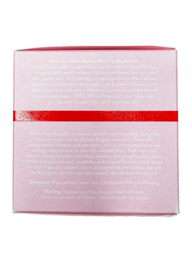 PEACH & LILY - Lazy Day Allinone Moisture Pads Moisturize And Prepare Skin For Makeup Hydrate & Revive Broccoli Carrot Pomegranate Extracts & Panthenol 60 Biodegradable Pads - Image 1