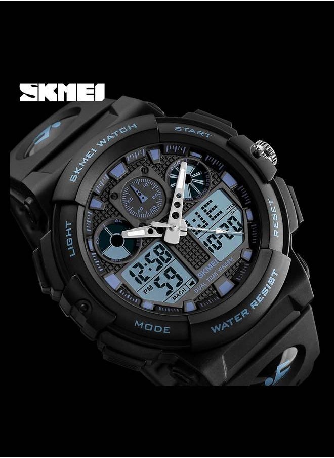 SKMEI - SKMEI Sports Wrist Watch Dual Display Analog and Digital Multi Functional LED Screen 50M Waterproof Mens Gadget - Image 1