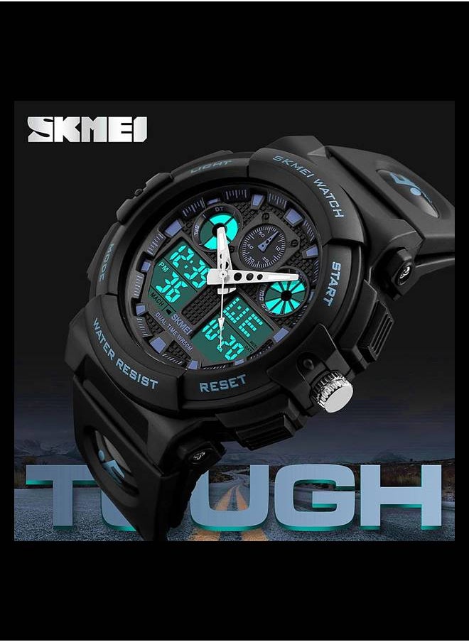 SKMEI - SKMEI Sports Wrist Watch Dual Display Analog and Digital Multi Functional LED Screen 50M Waterproof Mens Gadget - Image 1