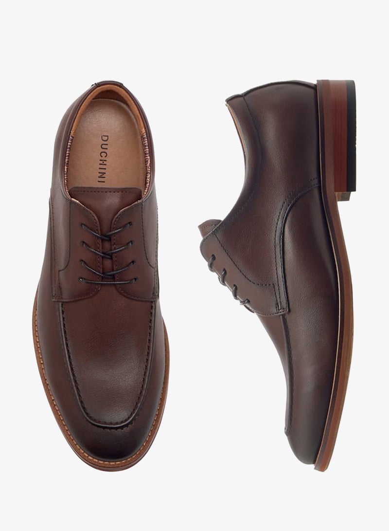 DUCHINI Men's Solid Derby Shoes with Lace-Up Closure - Image 1