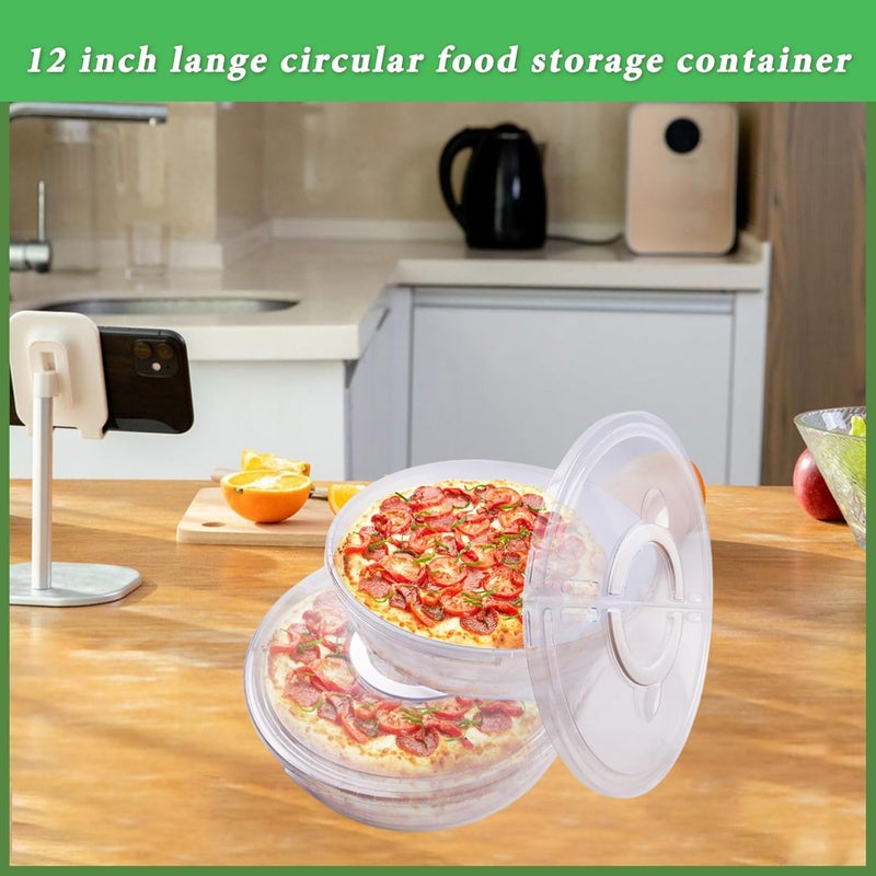 FMOACEN 2PCS 11.5 Inch Clear Pie Containers With Lids and Handle Round Pie Carrier Reusable 2 Compartments Pizza box Leftover Pizza Keeper for Food Cake Cheesecake Tortilla Pastry - Image 5