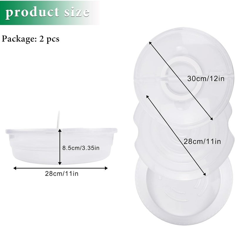 FMOACEN 2PCS 11.5 Inch Clear Pie Containers With Lids and Handle Round Pie Carrier Reusable 2 Compartments Pizza box Leftover Pizza Keeper for Food Cake Cheesecake Tortilla Pastry - Image 2