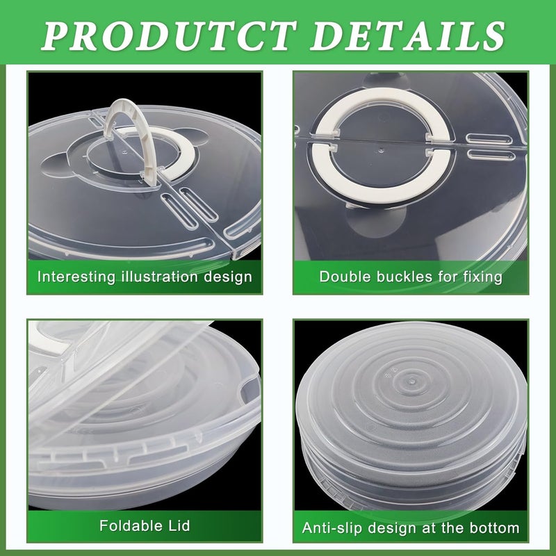 FMOACEN 2PCS 11.5 Inch Clear Pie Containers With Lids and Handle Round Pie Carrier Reusable 2 Compartments Pizza box Leftover Pizza Keeper for Food Cake Cheesecake Tortilla Pastry - Image 3