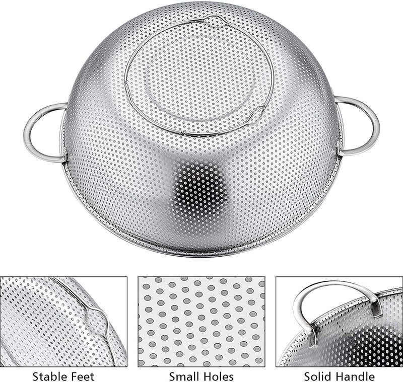 BSBDA Multipurpose Stainless Steel Colander Strainer Drainer with Handle for Rice Fruits Vegetable Noodles Pasta Beans Grains Washing Filter Basket for Kitchen Bowl Storing and Straining Purpose - Image 2