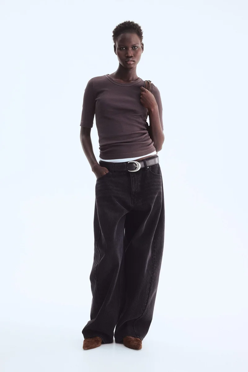 H&M Ribbed silk-blend top