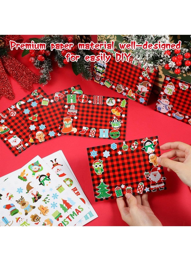 Capoda 24 Packs Christmas Photo Frame Xmas Craft Diy Picture Frame Ornaments With Stickers Christmas Photo Frame Cards Game Diy Xmas Gift Winter Decorations For Christmas Party Xmas Tree (Red And Black) - Image 4