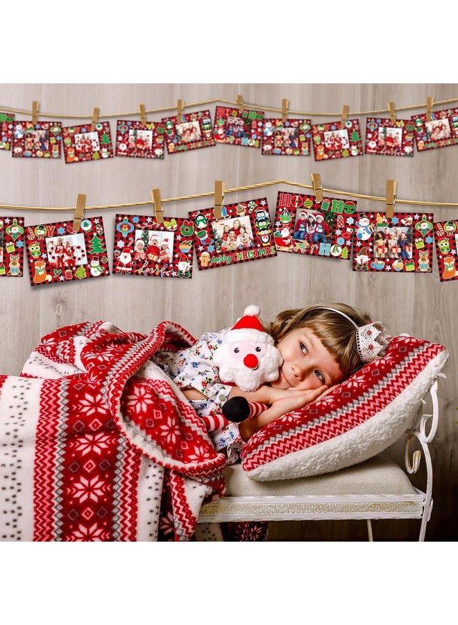 Capoda 24 Packs Christmas Photo Frame Xmas Craft Diy Picture Frame Ornaments With Stickers Christmas Photo Frame Cards Game Diy Xmas Gift Winter Decorations For Christmas Party Xmas Tree (Red And Black) - Image 5