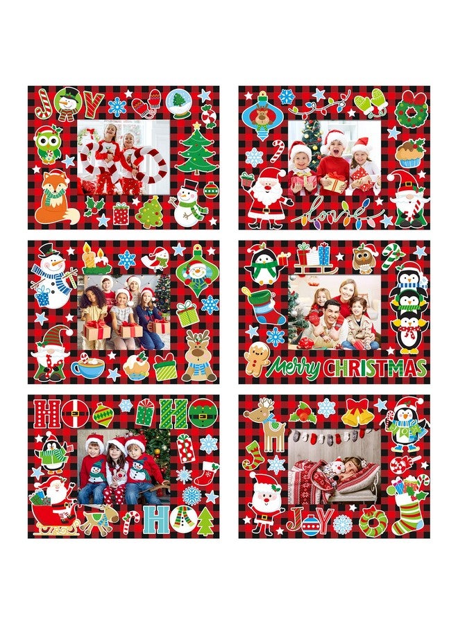 Capoda 24 Packs Christmas Photo Frame Xmas Craft Diy Picture Frame Ornaments With Stickers Christmas Photo Frame Cards Game Diy Xmas Gift Winter Decorations For Christmas Party Xmas Tree (Red And Black) - Image 1