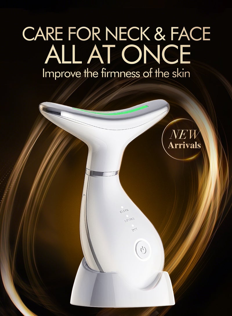 OASIAURA 4-in-1Electric Neck and Face Massager， Neck Beauty Massager Device, Electric Skin Care Tool with IPL and EMS Modes, Heat Treatment, Facial Beauty Massager Device， Lifting and Tightening Sagging Skin - Image 1