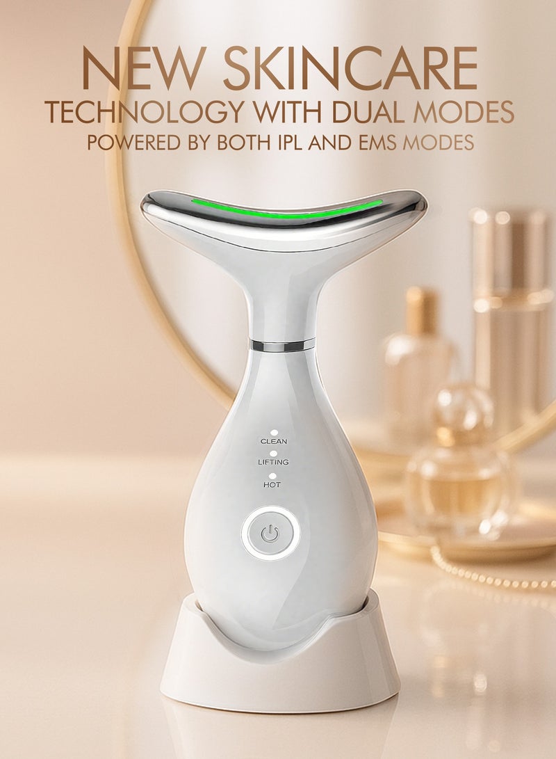 OASIAURA 4-in-1Electric Neck and Face Massager， Neck Beauty Massager Device, Electric Skin Care Tool with IPL and EMS Modes, Heat Treatment, Facial Beauty Massager Device， Lifting and Tightening Sagging Skin - Image 3