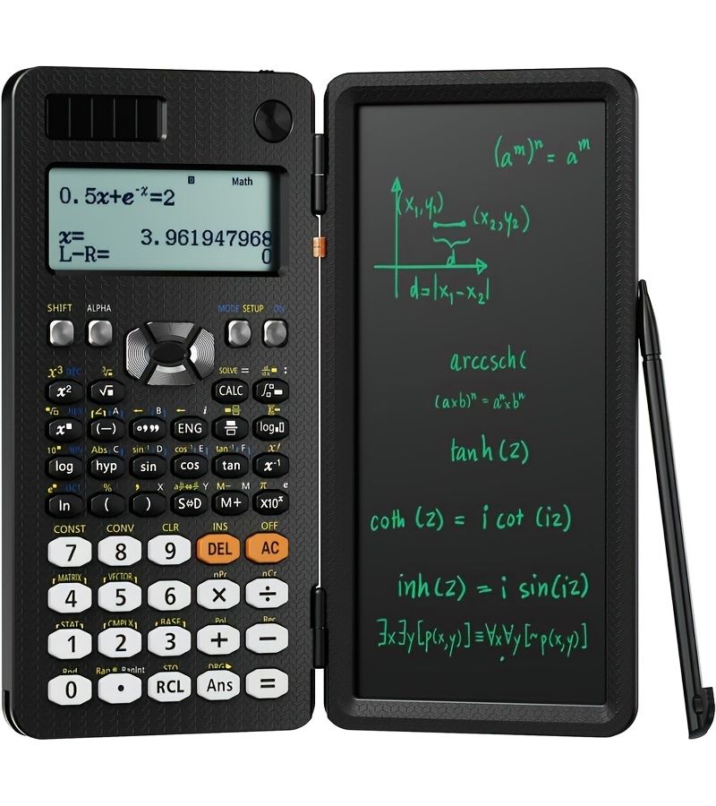 Upgraded 991ES Plus Desktop Scientific Calculator Multi View 4 Line Display With Erasable LCD Writing Board Solar Powered Commercial Notepad Bilingual Notes Black - Image 1
