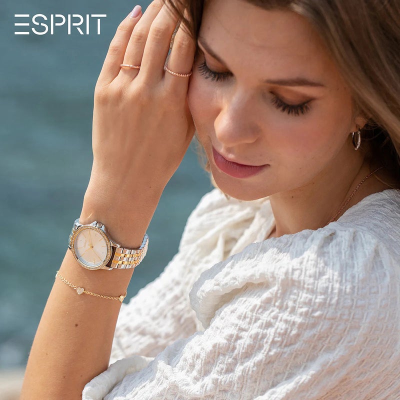 ESPRIT Women's Silver & Gold Stainless Steel Watch, Silver Dial|ES1L143M1085 - Image 4