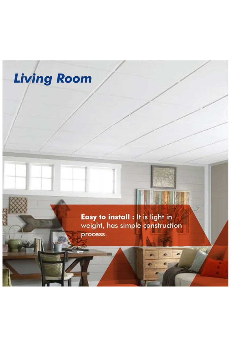 درافل بلاط سقف معلق من الجبس من دورافيل، أبيض فائق النحافة، 600×600×7 مم، عبوة من 8 قطع - Image 3