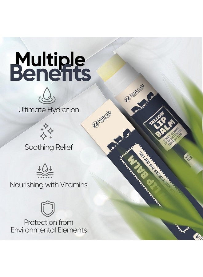 Natrulo Beef Tallow Lip Balm Natural Tallow Beeswax Chapstick Hydrating Moisturizer Grass Fed Bison Tallow Balm Lip Care Soothes Chapped Dry Lips Sensitive Skin Long Lasting & Vitamin Rich Usamade - Image 2