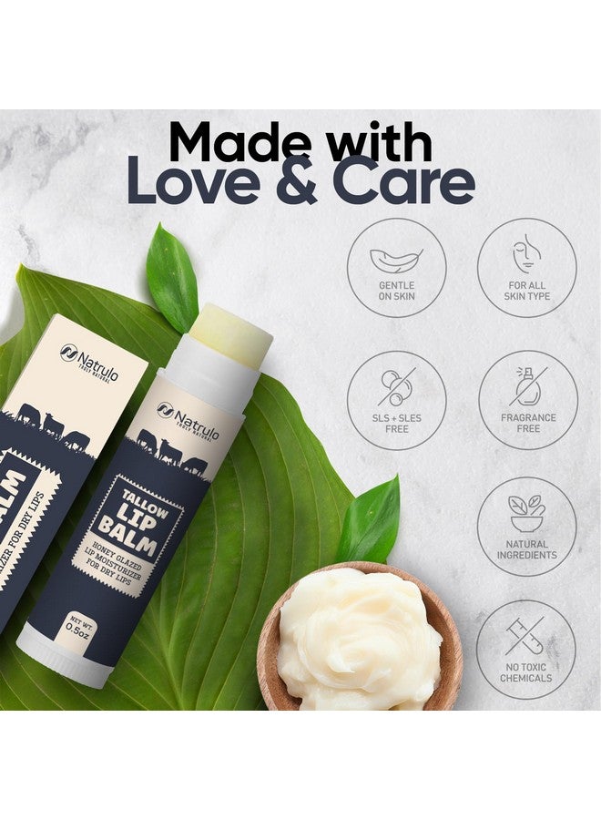 Natrulo Beef Tallow Lip Balm Natural Tallow Beeswax Chapstick Hydrating Moisturizer Grass Fed Bison Tallow Balm Lip Care Soothes Chapped Dry Lips Sensitive Skin Long Lasting & Vitamin Rich Usamade - Image 3